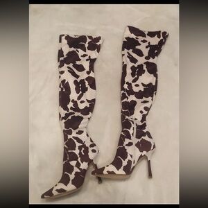 Steve Madden Black and White Over-the-Knee Boots